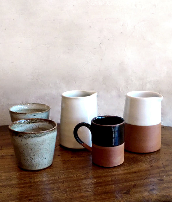 Stoneware Mugs, Cups & Pitchers